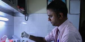 Dr Rajeev Menon,head of a Colombo blood bank,says there is a shortage not of blood donors,but of blood bags. 
