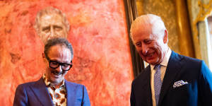 Jonathan Yeo with King Charles at the unveiling of the portrait.