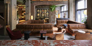 A retro-inspired communal space at Sydney’s Ace Hotel.