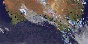 Ex-tropical cyclone Kirrily after crossing the Queensland coast.