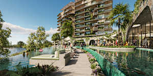 Renders of the planned Sandstone Point Hotel and Holiday Resort expansion north of Brisbane. 