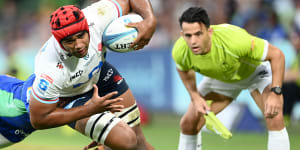 The Waratahs’ Langi Gleeson,pictured,and the Brumbies’ Rob Valetini,will be Wilson’s main competition.