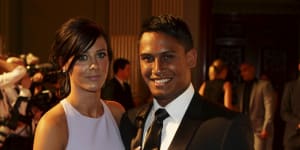 Ben Barba with partner Ainslie Currie at the 2012 Dally M awards.