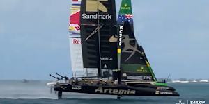 The Flying Roos took celebrity co-owner Ryan Reynolds out for a SailGP race in Bermuda,where the Australian team took home top honours.