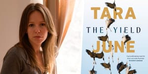Author Tara June Winch and her novel The Yield.