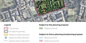 The estate redevelopment has been separated into three “sub-precincts”. Waterloo South represents about 65 per cent of the site.