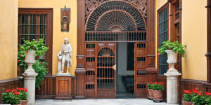 The front entrance to Casa Aliaga,the oldest house in the southern hemisphere.