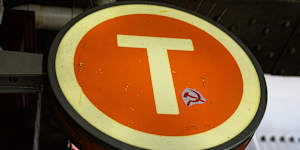 Decoration on the sign marking the entrance to Macdonaldtown station.