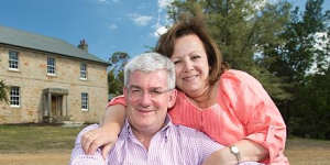 Historic move:Economist Saul Eslake with his wife Linda Arenella outside their 180-year-old Tasmanian home. 