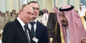 Russian President Vladimir Putin and Saudi Arabia’s King Salman in 2019.