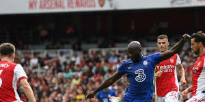 Romelu Lukaku,Chelsea’s highest paid player,in action against Arsenal.