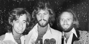 British pop group the Bee Gees,posing in 1978. From left,Robin Gibb,Barry Gibb and Maurice Gibb