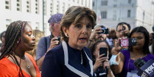 Attorney Gloria Allred outside federal court in New York.