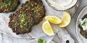 Danielle Alvarez’s green pea and spinach fritters.