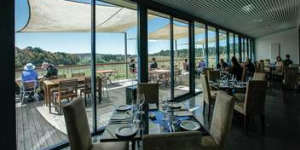 Country fare ... Biodynamic food and wine can be savoured at the Lark Hill Winery,Bungendore.