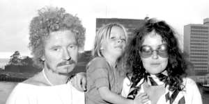 Brett Whiteley in Sydney with Wendy and their daughter Arkie in November 1969.