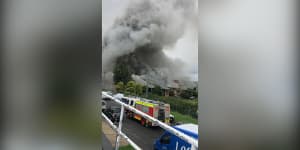 Building fire in Drummoyne