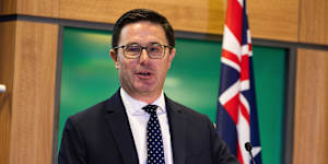 National Party Leader David Littleproud addressing Federal Council at the National Press Club in Canberra. 