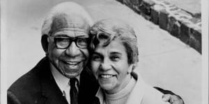 Sir Douglas Nicholls and his wife celebrate his elevation to knighthood in the Queen’s Birthday Honours List:“I hope being called Sir will make officialdom listen more closely to me.” June 1972.