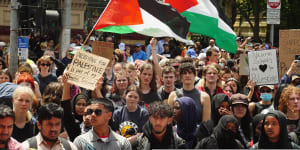 Students rally in support of Palestine in Melbourne last week.