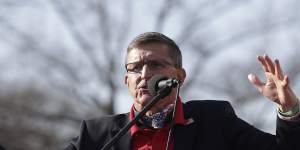 US President Donald Trump asked his former national security adviser Michael Flynn,seen here in Washington last week,about military options to reverse the result of the election.