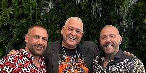 Johnny “Two Guns” Walker (left) with Mick Gatto (centre) and Toby Mitchell.