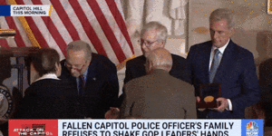 Family of deceased US Capitol police officer refuses to shake hands with ‘two-faced’ Republican leaders