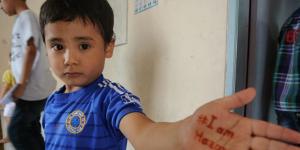 A child at the asylum seekers'new learning centre.