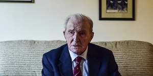 George “Johnny” Johnson,then aged 95,poses for a photo at his home in Bristol,England,2017.