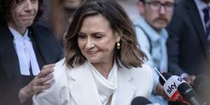 Lisa Wilkinson outside the Federal Court after the judgment was delivered.