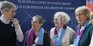 Swiss members of Senior Women for Climate gather after the European Court of Human Rights’ ruling,