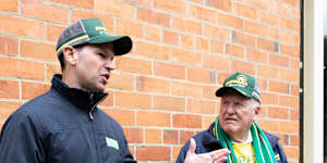 Nationals leader Matt Canavan campaigning in Albury on Friday. The Coalition has acknowledged growing concerns within the community about the redevelopment of the local hospital.