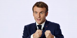 French President Emmanuel Macron gestures as he delivers a speech during a press conference on France assuming EU presidency,last week.
