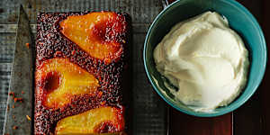 Helen Goh's upside-down pear and parkin loaf cake