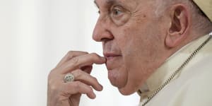 Pope Francis pauses during an interview with The Associated Press at The Vatican on Tuesday.
