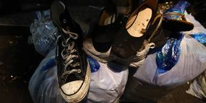 The belongings of victims are seen abandoned at the scene of the deadly stampede.