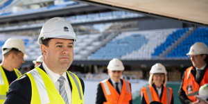 NSW Sports Minister Stuart Ayres at a stadium.