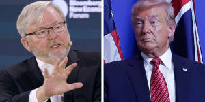 Australia’s ambassador to the US Kevin Rudd and former US president Donald Trump. 