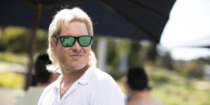 The hairstyle,earrings and sunglasses were all key to Warne’s evolving look,says Williams.
