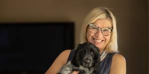 Rosie Batty and her 12-week pup,Spencer.