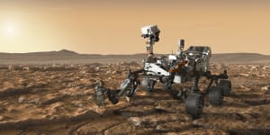 An artist impression of NASA's Mars 2020 Rover Perseverance,which has the alrgest array of sensors and cameras yet sent to the red planet.