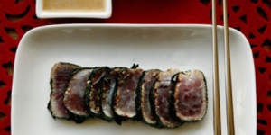 Nori-crusted tuna with lemon soy