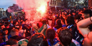 Five people were arrested after flares were lit during the celebrations. 