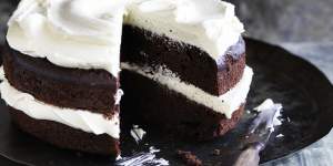 This double chocolate cake is made using olive oil.