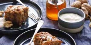 Greek walnut cake with honey yoghurt