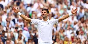 Novak Djokovic celebrates yet another grand slam win.