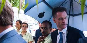 NSW Labor leader Chris Minns at Sutherland Hospital on Monday.