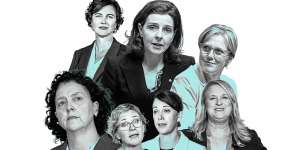 Teal independent MPs composite index image. Monique Ryan,Kate Chaney,Zali Steggall,Allegra Spender,Sophie Scamps,Zoe Daniel and Kylea Tink.