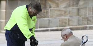 Taking out the rubbish. Roger Rogerson outside Sydney's Supreme Court. 