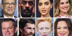 Attracted by the boom in overseas production:(from top left) Tom Hanks,Idris Elba,Melissa Barrera,Natalie Portman,Matt Damon,Christian Bale,Tilda Swinton and Melissa McCarthy.